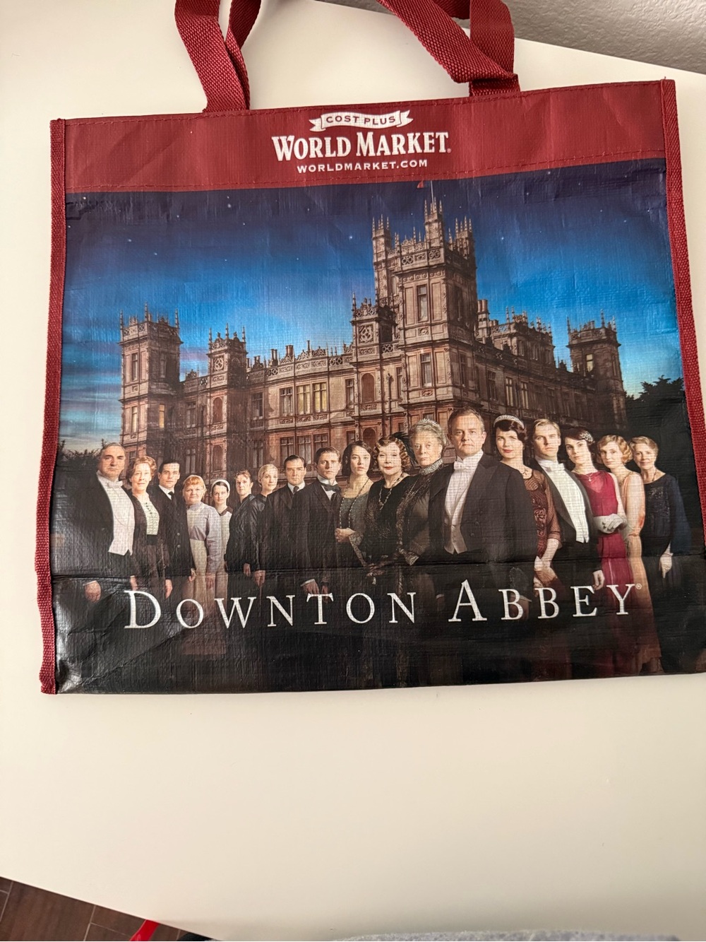 Cost Plus World Market Red and Blue Downton Abbey Reusable Tote